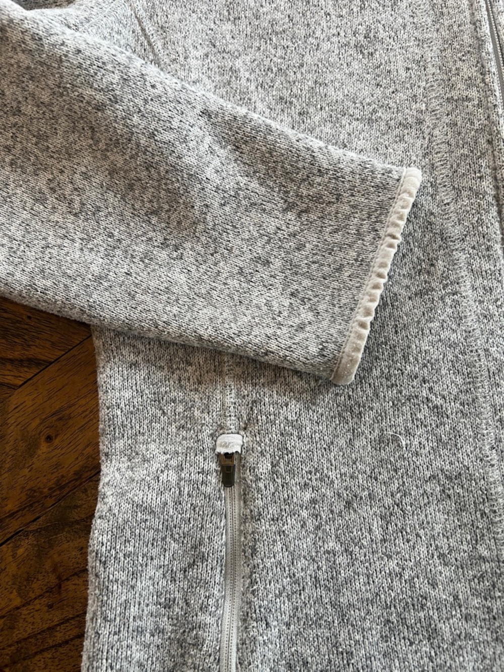 L.L.Bean Sweater Fleece Coat, Hood, Pockets, Zipper, Longer Fit, Grey, Sz M - Picture 4 of 13